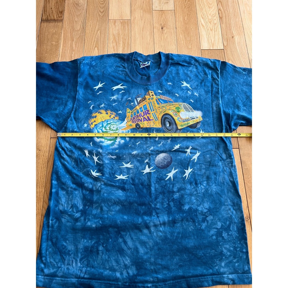Vintage Liquid Blue 1996 Further Festival Blue Tie Dye T Shirt Size XL - Picture 8 of 12